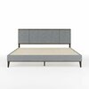 Martha Stewart Jett King Size Solid Wood Platform Bed w/Upholstered Base/Inset Paneled Headboard, Brown Gray/Gray MG-0900271F-K-BRN-GY-MS